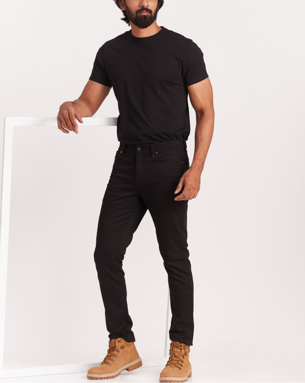 Skinny Fit Five-Pocket Urban Pants - Jet Black