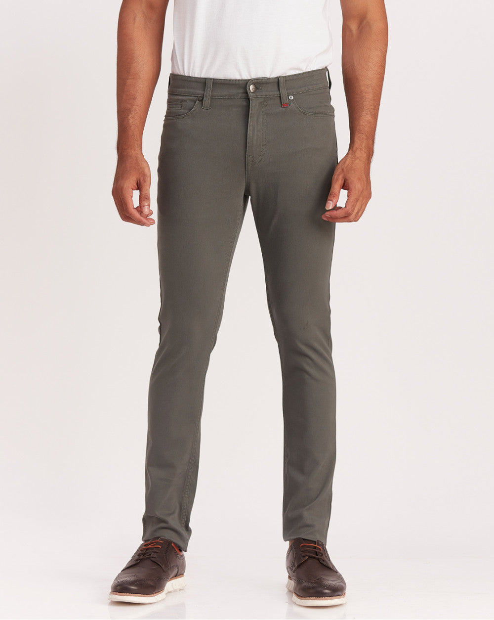 Skinny Fit Five-Pocket Luxe Pants - Hunter Green