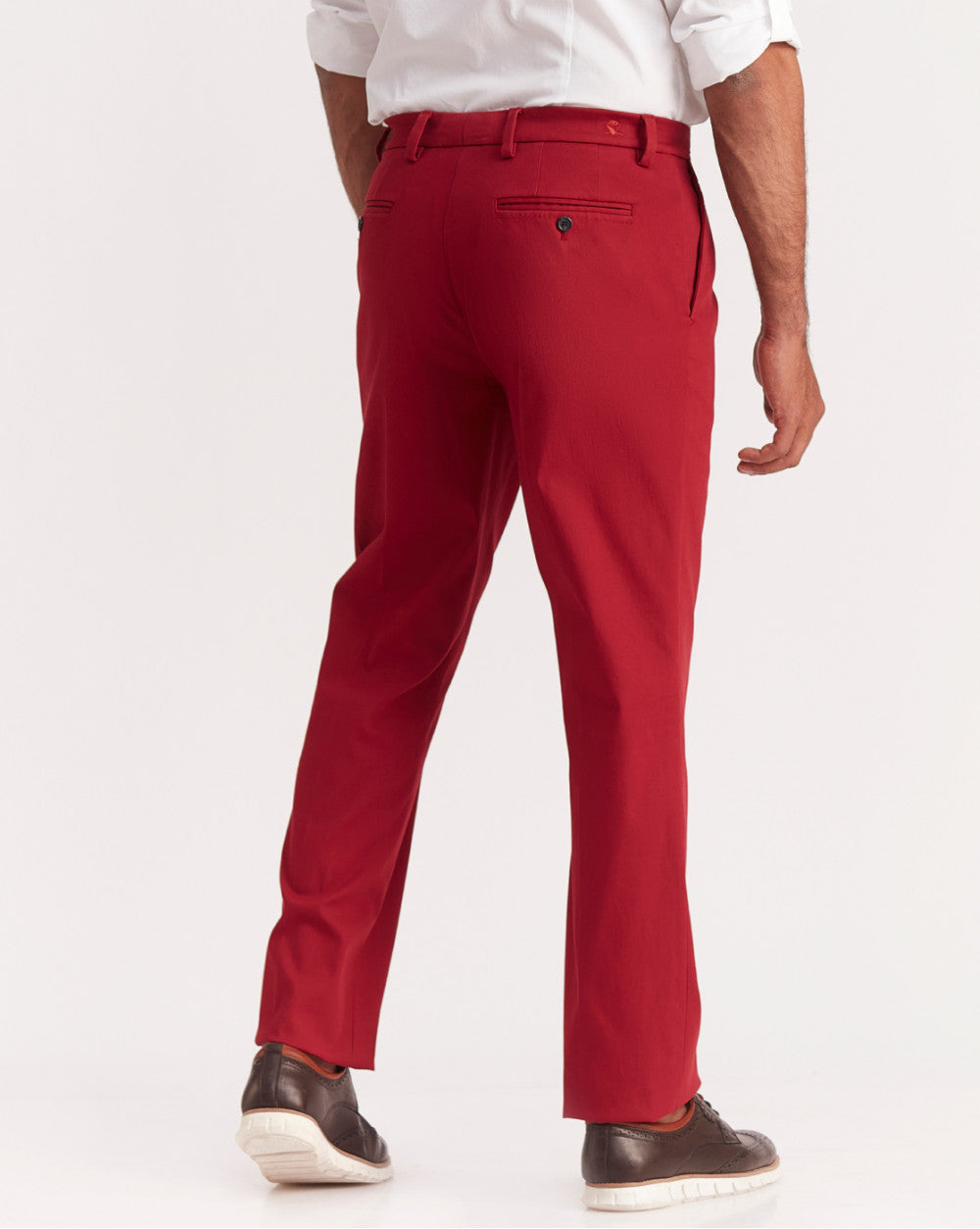 Single Pleated Relaxed Fit Trousers - Carmine Red