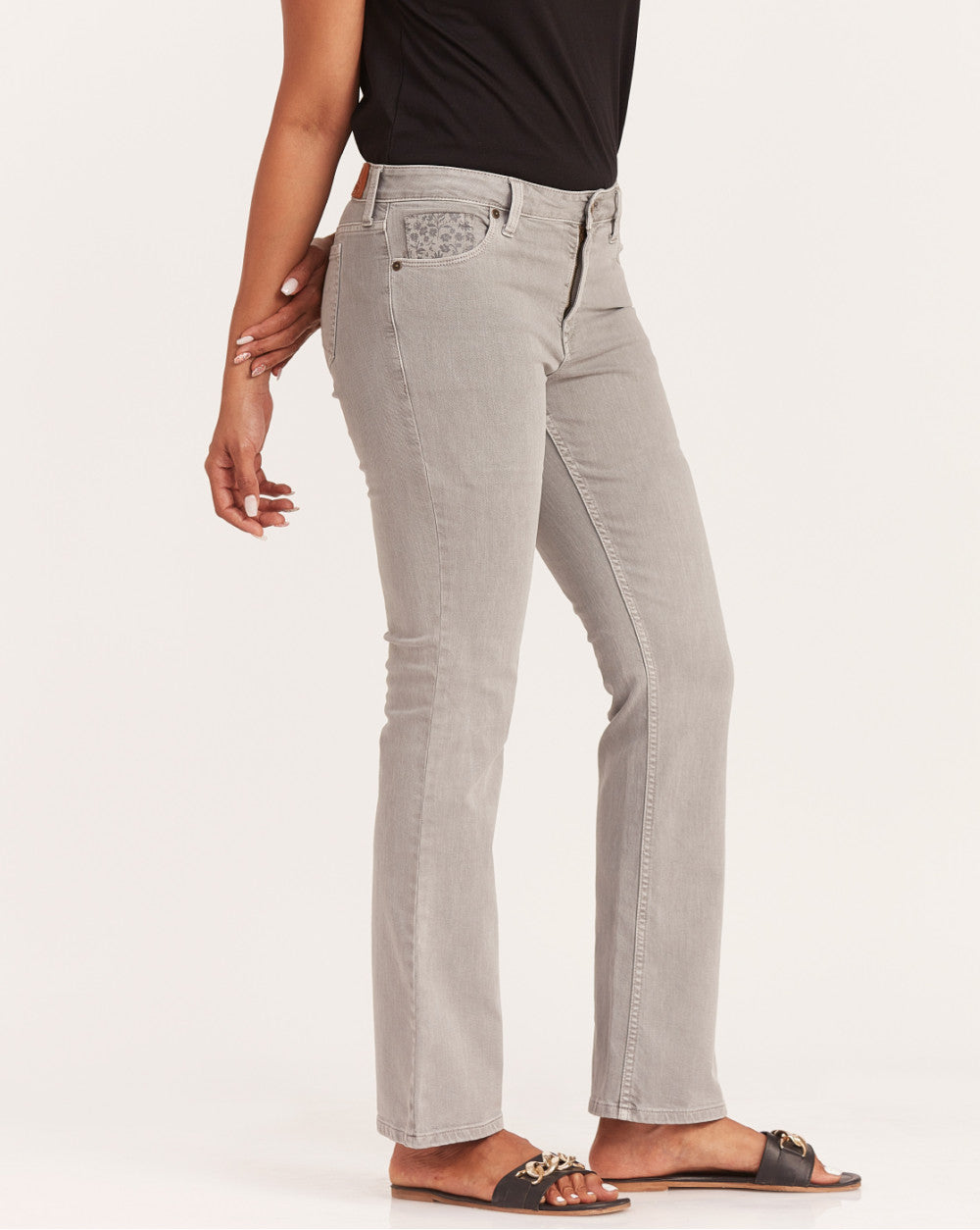 Ojai Fit And Flare Flare Mid Waist Colored Jeans - Soft Grey – Truser